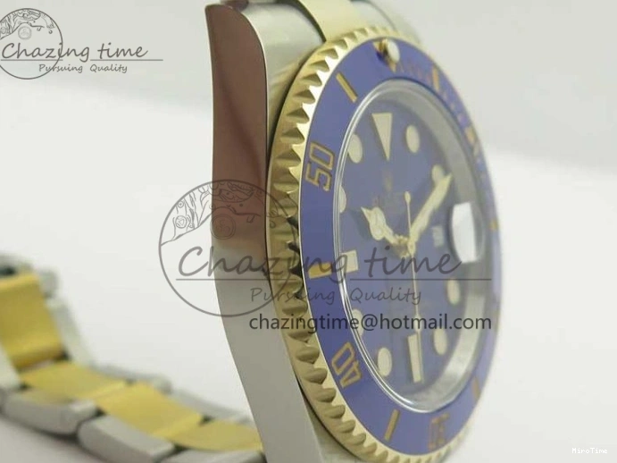 MiroTime 0410 Affordable Submariner 116613 LB Noob 1:1 Best Edition YG Wrapped Bezel Blue Dial on SS YG Bracelet A2836 V 3413